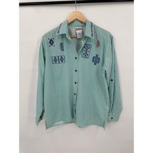 Vintage Koret Francisca Shirt Womens L Aztec Western Geometric Abstract Grandma
